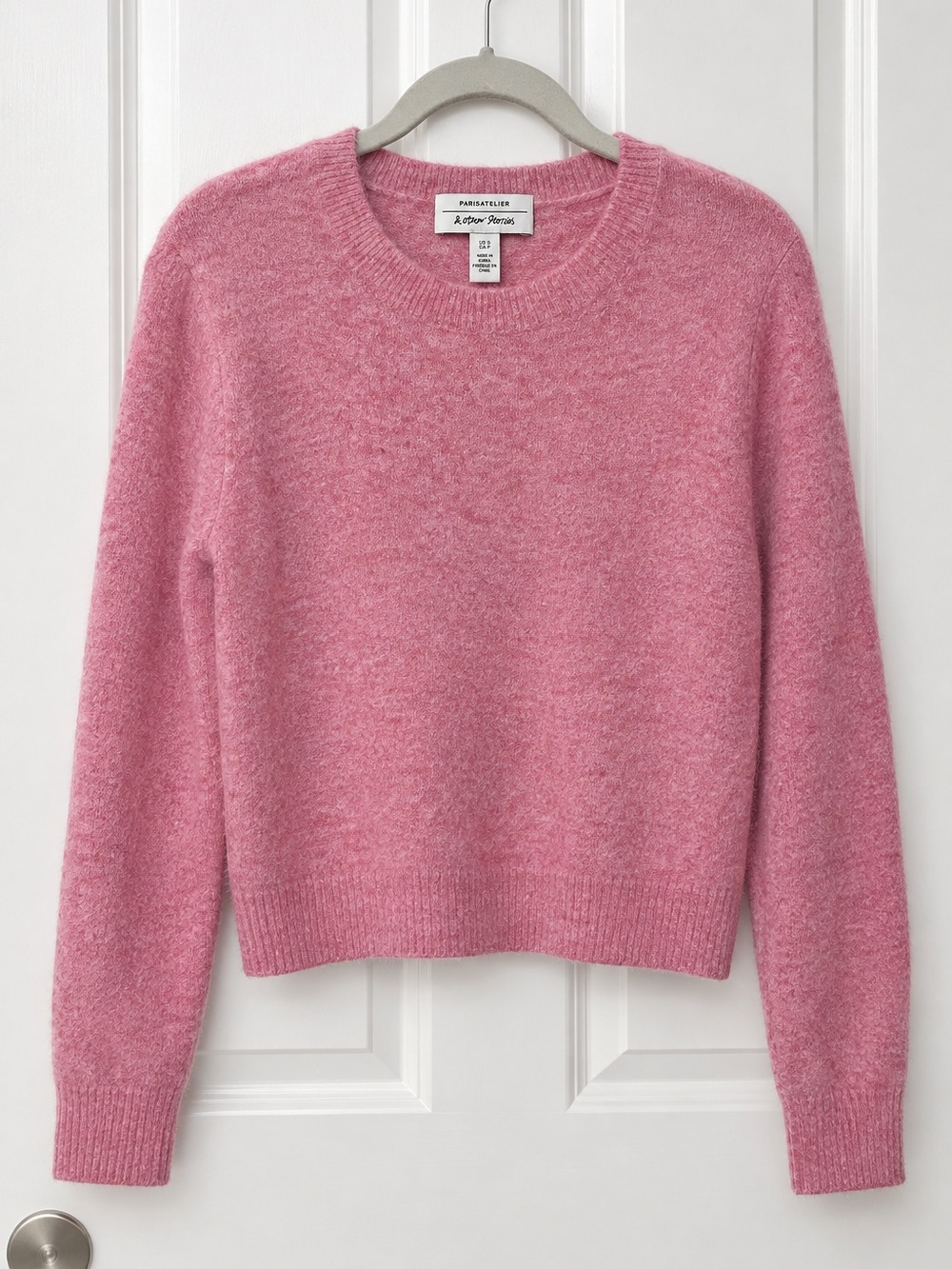 & Other Stories Paris Atelier Pink Fuzzy Alpaca Blend Crewneck Sweater - Size S